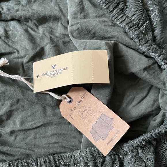 American Eagle | Olive Lace Off Shoulder Top - Picture 6 of 8